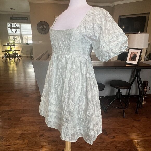 NWT $52 BaeVely Rylee Mini Dress Medium Baby Blue Ethereal Feminine Fairycore - Picture 6 of 16